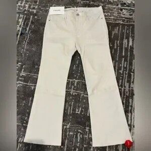 NWT FRAME Cropped leather wide-leg WHITE pants trousers Le Crop Sz 29